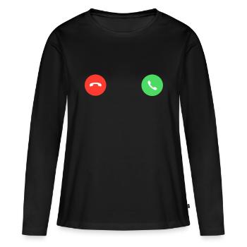 Incoming Call - T-shirt manches longues Premium bio Femme - noir - Devant - Julia (174cm)