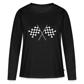 Drapeau à damiers Racing - T-shirt manches longues Premium bio Femme - noir - Devant - Julia (174cm)