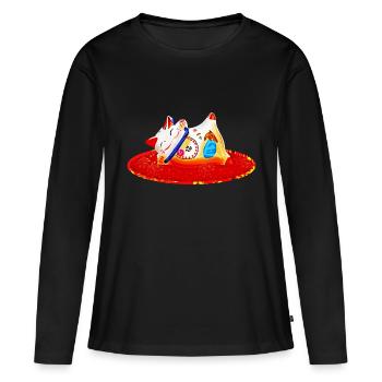Figure de chats chinois décoration statue Nouvel An - T-shirt manches longues Premium bio Femme - noir - Devant - Julia (174cm)