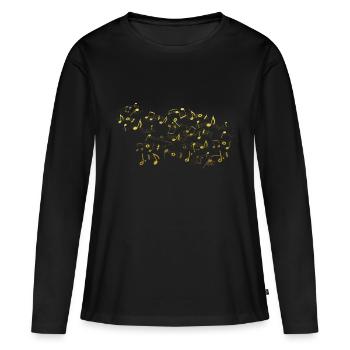 Musiknoten - Frauen Premium Bio Langarmshirt - Schwarz - Vorne - Julia (174cm)