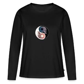 Ying Yang Karma - T-shirt manches longues Premium bio Femme - noir - Devant - Julia (174cm)