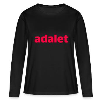 Adalet - T-shirt manches longues Premium bio Femme - noir - Devant - Julia (174cm)