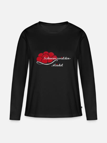 Schwarzwälder-Mädel Bollenhut - Frauen Premium Bio Langarmshirt - Schwarz