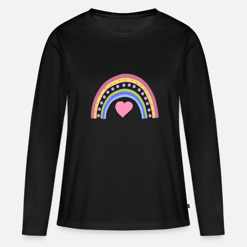 regenbogen - Frauen Premium Bio Langarmshirt - Schwarz