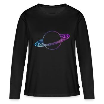 Anneaux de Saturne - T-shirt manches longues Premium bio Femme - noir - Devant - Julia (174cm)