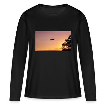 military helicopter in the sky - Women's Premium Organic Long Sleeve Shirt - black - Front - Julia (174cm)