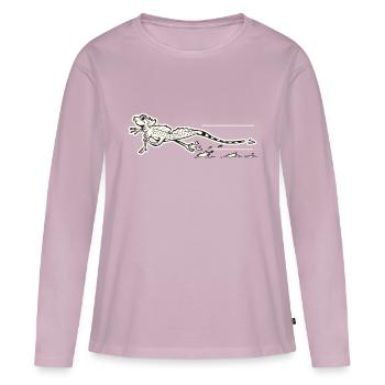 Lézard Jésus-Christ rétro - T-shirt manches longues Premium bio Femme - rose poudré - Devant - Julia (174cm)