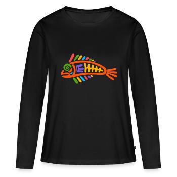 Culture des Incas, poissons - T-shirt manches longues Premium bio Femme - noir - Devant - Julia (174cm)