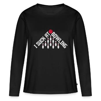 Je suis nul au bowling - T-shirt manches longues Premium bio Femme - noir - Devant - Julia (174cm)