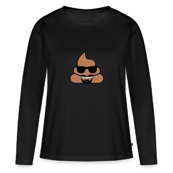 Caca avec des lunettes - T-shirt manches longues Premium bio Femme - noir - Devant - Julia (174cm)