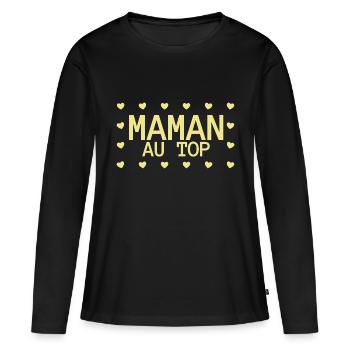 Articles maman au top cadeau pour maman. - T-shirt manches longues Premium bio Femme - noir - Devant - Julia (174cm)
