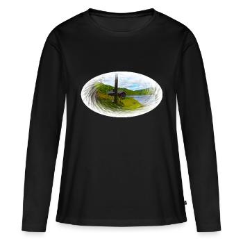 Cottage au bord de la mer au milieu de la solitude de la nature. - T-shirt manches longues Premium bio Femme - noir - Devant - Julia (174cm)