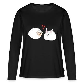 Lapin et mouton, Pâques - T-shirt manches longues Premium bio Femme - noir - Devant - Julia (174cm)
