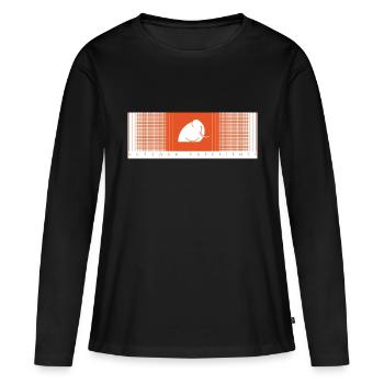 Dégradé Mamood motif de contrôle orange - T-shirt manches longues Premium bio Femme - noir - Devant - Julia (174cm)