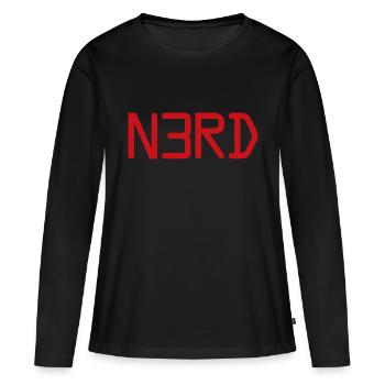 NERD - T-shirt manches longues Premium bio Femme - noir - Devant - Julia (174cm)