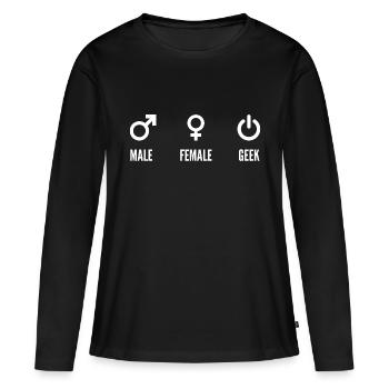 Male female geek - T-shirt manches longues Premium bio Femme - noir - Devant - Julia (174cm)