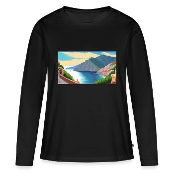 Amalfi Coast, Italy - Pixel Art - Women's Premium Organic Long Sleeve Shirt - black - Front - Julia (174cm)