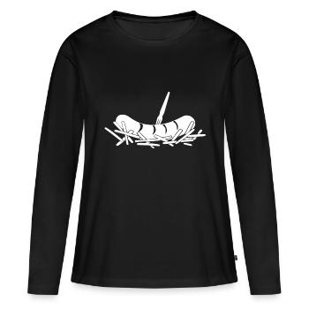 Pommes Currywurst - Frauen Premium Bio Langarmshirt - Schwarz - Vorne - Julia (174cm)