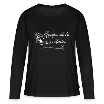 Équipe de la mariée - T-shirt manches longues Premium bio Femme - noir - Devant - Julia (174cm)