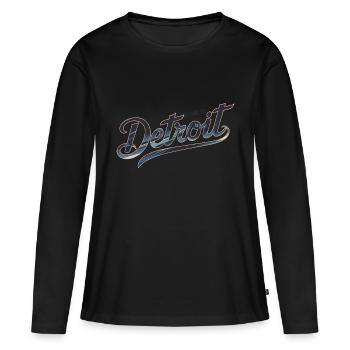 BIENVENUE À DÉTROIT - T-shirt manches longues Premium bio Femme - noir - Devant - Julia (174cm)