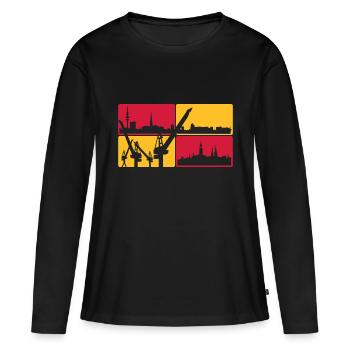 Hambourg horizon - T-shirt manches longues Premium bio Femme - noir - Devant - Julia (174cm)
