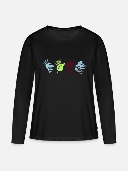 Die 4 Elemente (DEUTSCH) - Frauen Premium Bio Langarmshirt - Schwarz