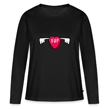 1up - T-shirt manches longues Premium bio Femme - noir - Devant - Julia (174cm)