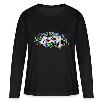 Graffiti - T-shirt manches longues Premium bio Femme - noir - Devant - Julia (174cm)