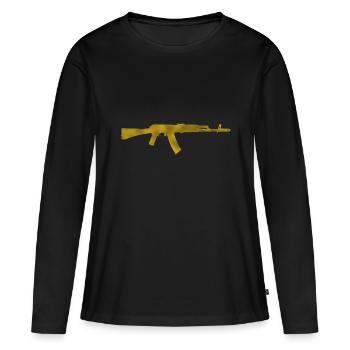 AK 47 gold - T-shirt manches longues Premium bio Femme - noir - Devant - Julia (174cm)