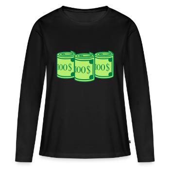 Beaucoup de 100 $ - T-shirt manches longues Premium bio Femme - noir - Devant - Julia (174cm)