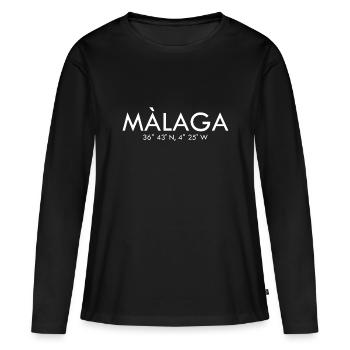 Malaga - Espagne - Coordonnées - Latitude Longitude - T-shirt manches longues Premium bio Femme - noir - Devant - Julia (174cm)