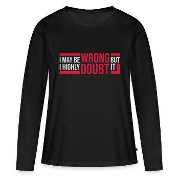 Je peux me tromper - T-shirt manches longues Premium bio Femme - noir - Devant - Julia (174cm)