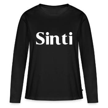 Sinti - Écriture blanche - T-shirt manches longues Premium bio Femme - noir - Devant - Julia (174cm)