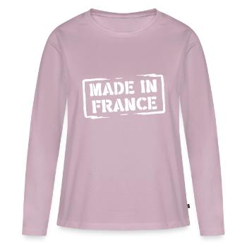 Made in France - T-shirt manches longues Premium bio Femme - rose poudré - Devant - Julia (174cm)