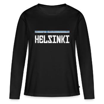 Helsinki - T-shirt manches longues Premium bio Femme - noir - Devant - Julia (174cm)