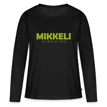 Mikkeli - Finlande - Coordonnées - Longitude - T-shirt manches longues Premium bio Femme - noir - Devant - Julia (174cm)