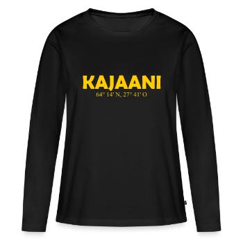 Kajaani - Finlande - Coordonnées Longitude Latitude - T-shirt manches longues Premium bio Femme - noir - Devant - Julia (174cm)