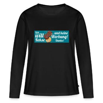 Ich will Kekse und keine Werbung! Keine Werbung! - Frauen Premium Bio Langarmshirt - Schwarz - Vorne - Julia (174cm)