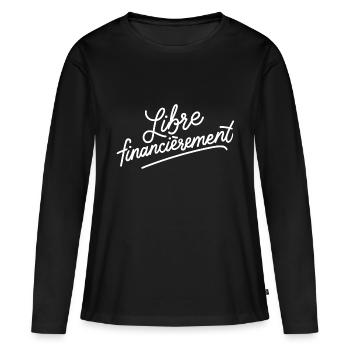 Libre financièrement - T-shirt manches longues Premium bio Femme - noir - Devant - Julia (174cm)