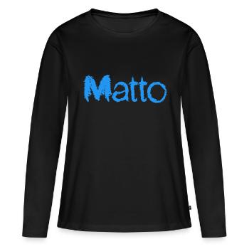 Texte bleu matto grand nom - T-shirt manches longues Premium bio Femme - noir - Devant - Julia (174cm)
