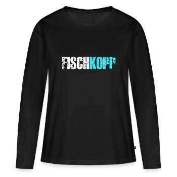 Fischkopp Fisch Fischkopf Küste Angler Fischer - Frauen Premium Bio Langarmshirt - Schwarz - Vorne - Julia (174cm)