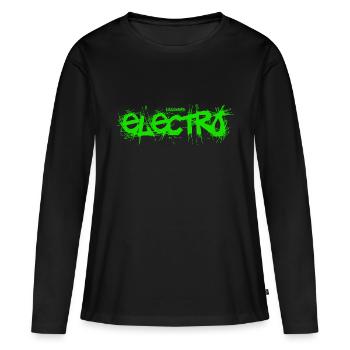 KIKKBEATZ "Electro" - Frauen Premium Bio Langarmshirt - Schwarz - Vorne - Julia (174cm)