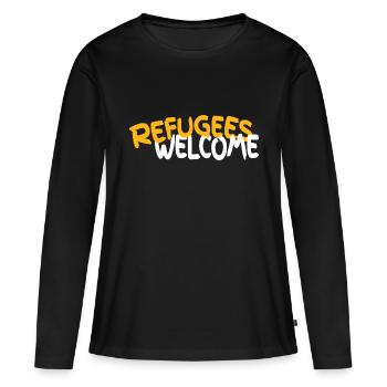 Accueil des réfugiés - T-shirt manches longues Premium bio Femme - noir - Devant - Julia (174cm)