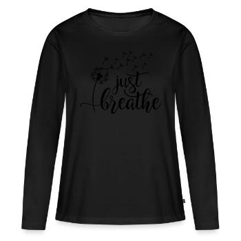 Juste respirer - T-shirt manches longues Premium bio Femme - noir - Devant - Julia (174cm)