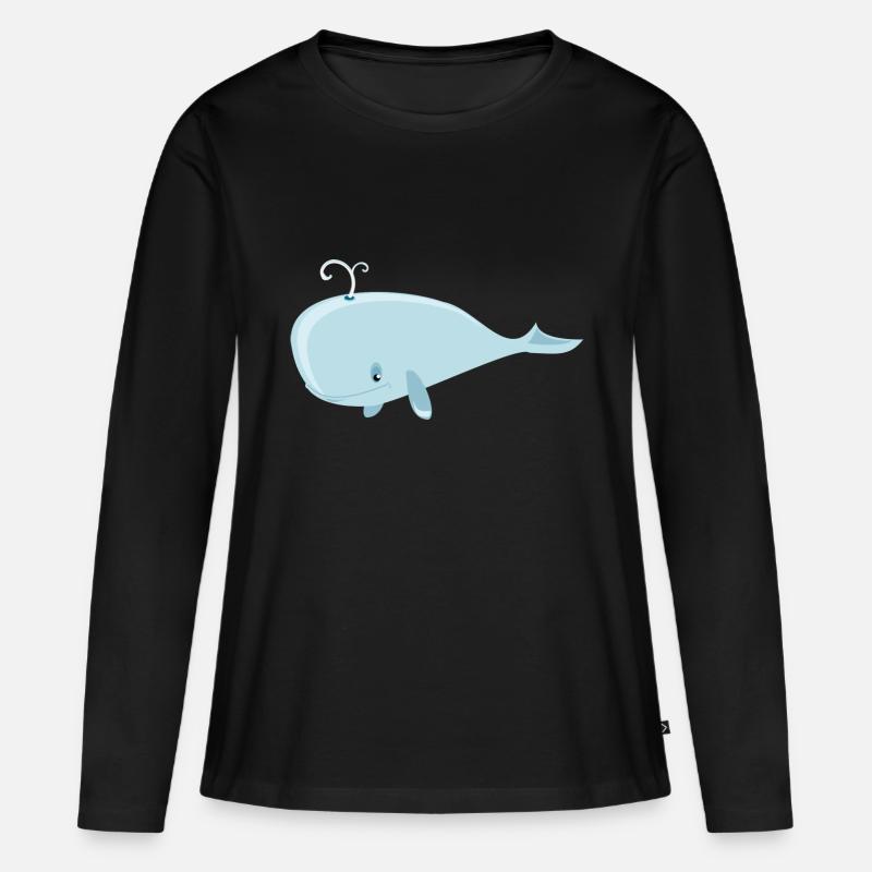Wal - Frauen Premium Bio Langarmshirt - Schwarz