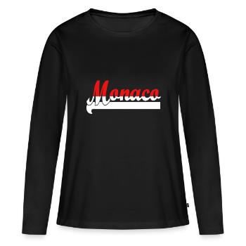 Monaco - T-shirt manches longues Premium bio Femme - noir - Devant - Julia (174cm)