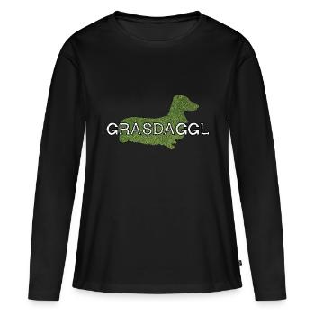 Grasdaggl typisch schwäbisches Schempfword - Frauen Premium Bio Langarmshirt - Schwarz - Vorne - Julia (174cm)