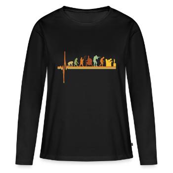 Gaming ECG Heartbeat Evolution Retro Gamer - Women's Premium Organic Long Sleeve Shirt - black - Front - Julia (174cm)