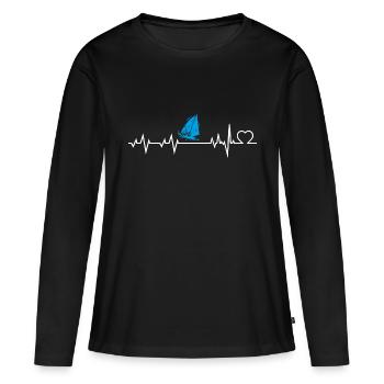Heartbeat Voilier Skipper Skipper Shirt Cadeau - T-shirt manches longues Premium bio Femme - noir - Devant - Julia (174cm)