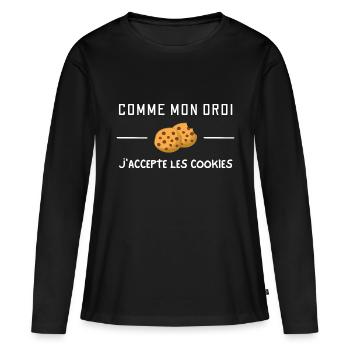 Comme mon ordi j'accepte les cookies - T-shirt manches longues Premium bio Femme - noir - Devant - Julia (174cm)